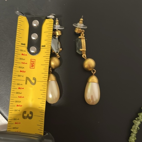 Vintage Gerard Yosca Designer Costume Earrings Stone Pearl Drop NWOT - Picture 5 of 7